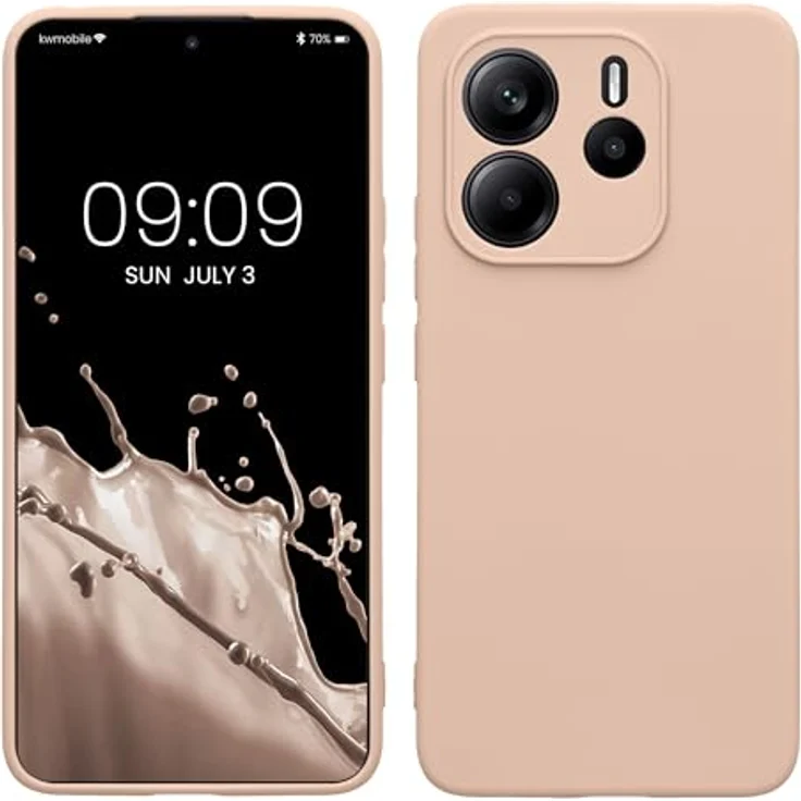 kwmobile Handyhülle kompatibel mit Xiaomi Redmi Note 14 4G - Flexible Silikon Schutzhülle in Coconut Swirl mit präzisen Ausschnitten für Kamera und Anschlüsse – Bild 1