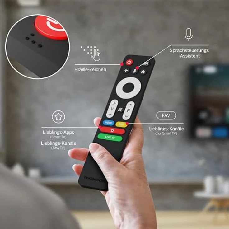 Thomson RC112AS, Simple Remote für alle Thomson TVs, Bluetooth mit Drucktasten – Bild 4