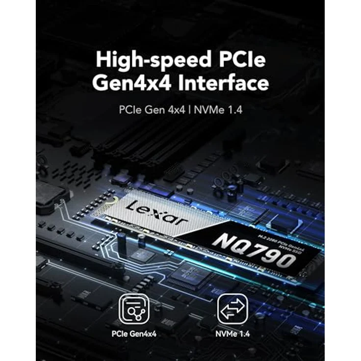 Lexar NQ790 SSD 4TB M.2 2280, PCIe 4.0 Gen4x4, bis zu 7000 MB/s Lesen, 6000 MB/s Schreiben, PS5 PC Gaming-kompatibel – Bild 2