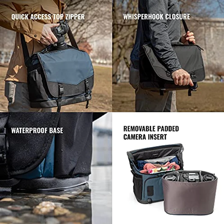 Tenba DNA 16 DSLR Messenger Bag - Blau, für spiegellose und DSLR-Kameras bis Pro Größe, herausnehmbarer gepolsterter Kameraeinsatz, wasserdichter Boden – Bild 4