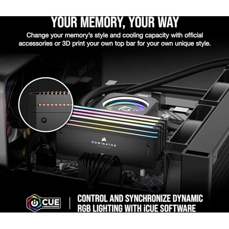 CORSAIR Dominator Titanium RGB DDR5 RAM 64GB (4x16GB) DDR5 6000MHz CL36 Intel XMP iCUE-Kompatibler Computerspeicher - Schwarz (CMP64GX5M4B6000C36) – Bild 4