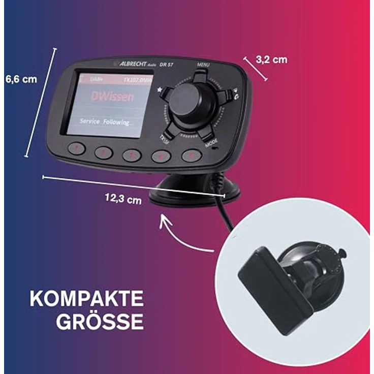Albrecht DR57 DAB+ Empfänger mit Freisprechfunktion, Bluetooth, Saugnapfhalterung und 30 Favoritenspeichern – Bild 8