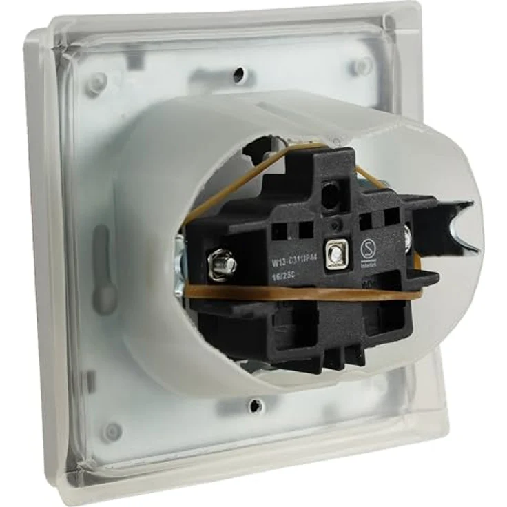 ChiliTec Gartensteckdose DE-LPHI, wassergeschützt IP44 mit Klapp-Deckel, weiß, für Längs- und Quermontage – Bild 5