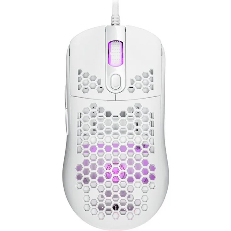 Qware Gaming Norfolk Gaming Maus, kabelgebunden, bis zu 12800 DPI, ergonomisches Design, RGB Beleuchtung, weiß