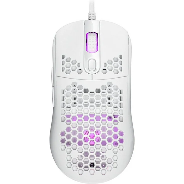 Qware Gaming Norfolk Gaming Maus, kabelgebunden, bis zu 12800 DPI, ergonomisches Design, RGB Beleuchtung, weiß