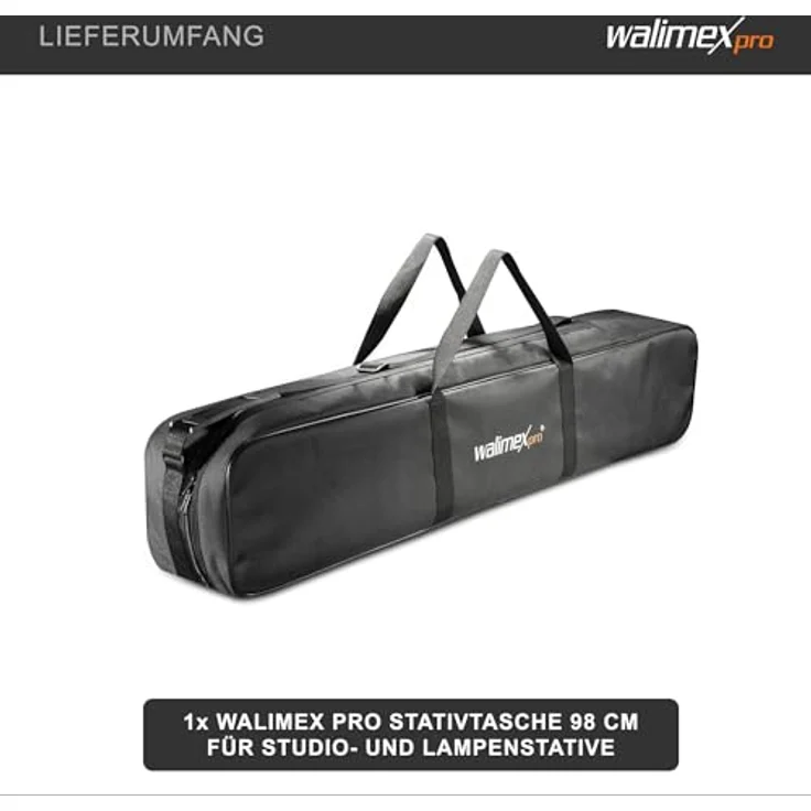Walimex pro Stativtasche 98 cm für Max. 4 Studiostative bis 96 cm - Tragetasche mit Schultergurt, Praktisch und komfortabel, Dicker Polsterung, Aussen: 98x18x16 cm, Innen 96 x 17 x 14 cm – Bild 10