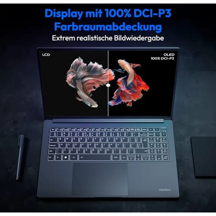 MEDION 40,6 cm (16 Zoll 4K OLED) S10 Laptop (Intel Core Ultra 7 155H, 16GB DDR5 RAM, 1TB PCIe SSD, 100% DCI-P3, FHD Webcam, WLAN, Win 11) - Leistungsstarker Laptop mit Intel Core Ultra 7 155H & 4K OLED Display – Bild 4