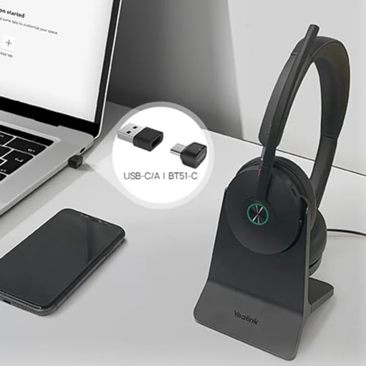 Yealink BH 74 UC Headset inkl. Ladeständer – Bluetooth, Hybrid ANC, 32h Gesprächszeit, USB-C/A, Schwarz – Bild 2