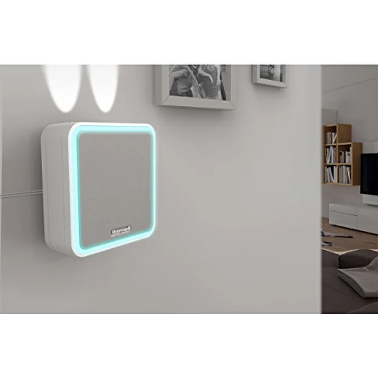 Honeywell Home Funk-Gong-Set 8 Töne 90dB mit Reichweitenverstärker, Lichtring und LED-Blitzlicht, weiß, DC915S – Bild 4