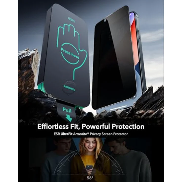 ESR Armorite Antispy Displayschutzfolie für iPhone 14 Plus/iPhone 13 Pro Max, gehärtetes Glas, blasenfrei, militärnorm Schutz, 3 Stück – Bild 2
