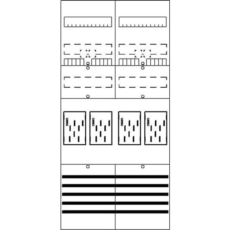 Striebel&John Zählerfeld BF27B4, 4-fach Zählerplatz, elektronischer Haushaltszähler, 63 A, grau RAL 7035, Schutzart IP2XC