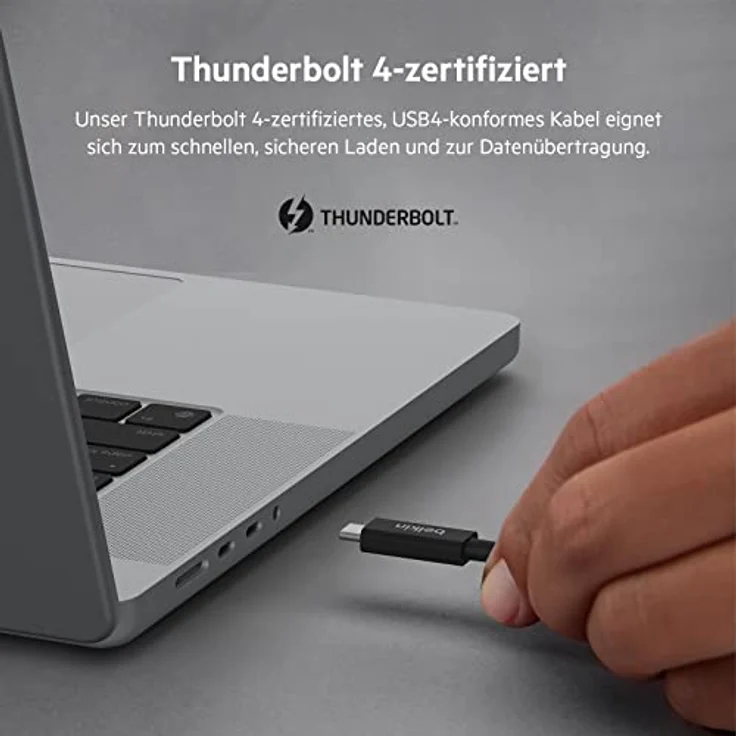 Belkin Thunderbolt 4-Kabel INZ002bt2MBK, USB-C 40Gb/s, 100W, 2m, schwarz – Bild 3