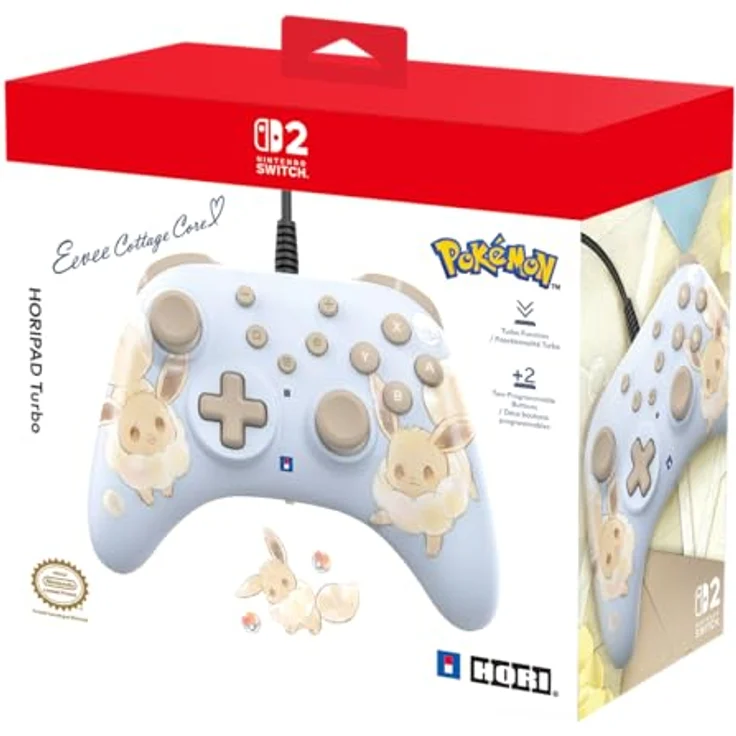 HORI Horipad-Evoli Cottage Core, Gaming Controller für Nintendo Switch, kabelgebunden, mehrfarbig, ergonomisch – Bild 1