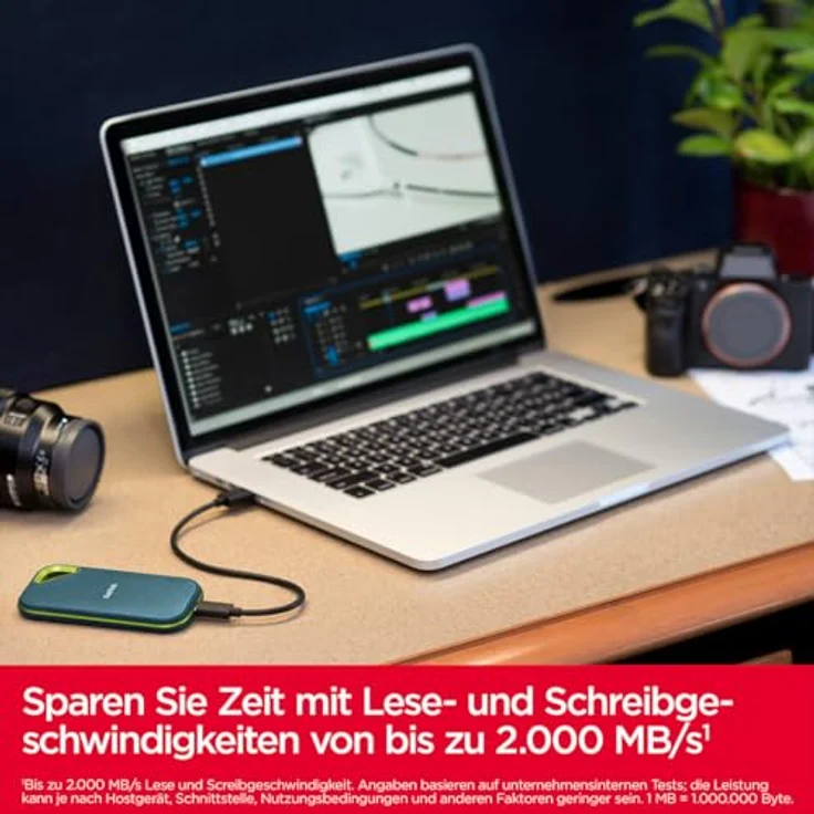 SanDisk Extreme PRO Portable SSD 4 TB, Externe SSD 2,5 Zoll, 2.000 MB/s, stoßfest, fallsicher bis 3 m, AES-Verschlüsselung, wasser- und staubfest, Monterey – Bild 3