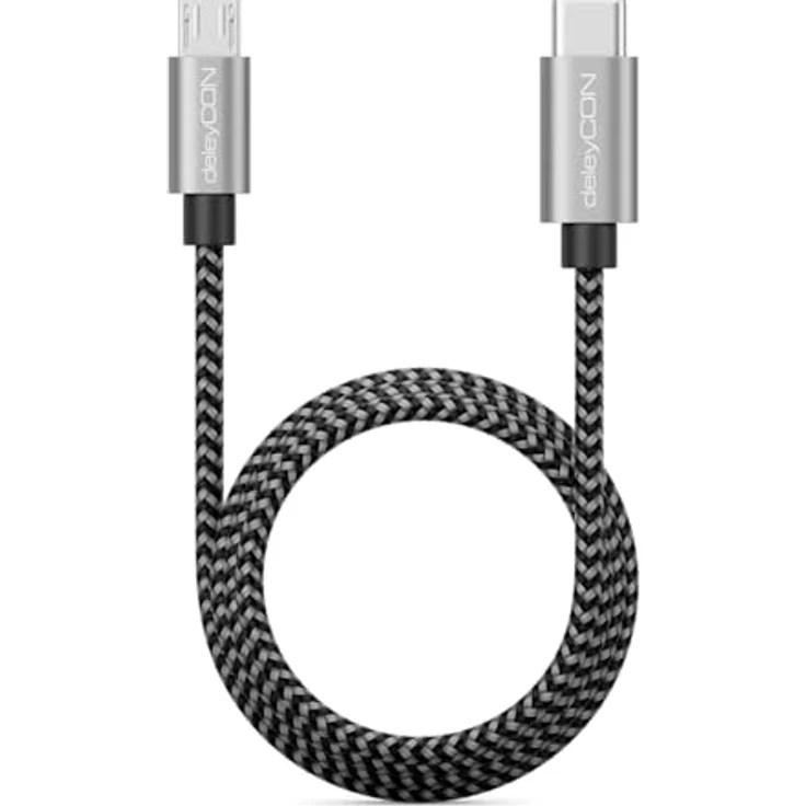 deleyCON 1m USB C auf Micro USB Kabel Adapter, Ladekabel & Datenkabel mit 2,1A Schnellladefunktion, für Smartphones, Tablets, Notebooks – Schwarz – Bild 3