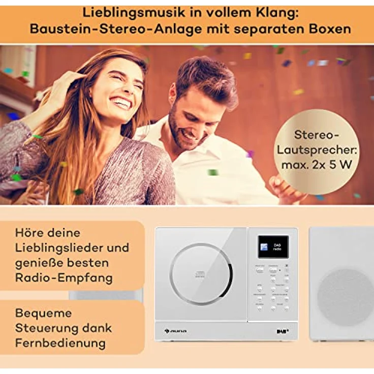 auna Connect Vertical Internetradio 2x5 Watt RMS CD IR-UKW-DAB+ Spotify BT weiß – Bild 3