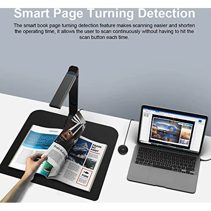 Viisan VK16 Dokumenten-und Buchscanner, A3-Vorlage digitalisiert blitzschnell, 16MP Sensor, OCR Texterkennung, Twain, Visualizer Windows & Mac – Bild 4