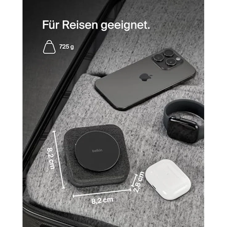 Belkin BoostCharge Pro MagSafe Ladegerät, magnetische 2-in-1 Reiseladestation (15 W) für iPhone 16, Apple Watch 10 & AirPods, einklappbar, Qi2-zertifiziert – Bild 3