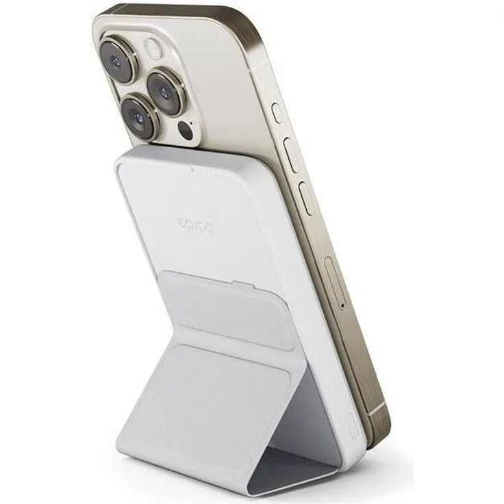 Epico Mag+ Powerbank mit Ständer, 7000mAh, MagSafe-kompatibel, kabellose 15W Ausgabe, USB-C PD, weiß
