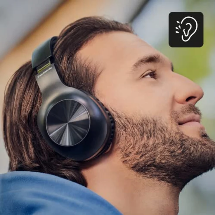Panasonic RB-HX220BDEK Kabellose Over-Ear-Kopfhörer - Ergonomische Passform, Extra Bass, 23 Stunden PlayBack, Faltbares Design, Schwarz – Bild 5