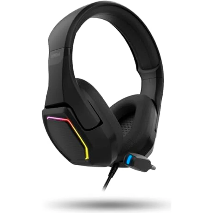 KROM KOPA 7.1-50-mm-Kopfhörer mit virtuellem 7.1-Sound, RGB-Regenbogenbeleuchtung, integriertem Lautstärkeregler und Mikrofon, verstellbarem und leichtem Kopfband, USB-Anschluss, schwarz – Bild 4