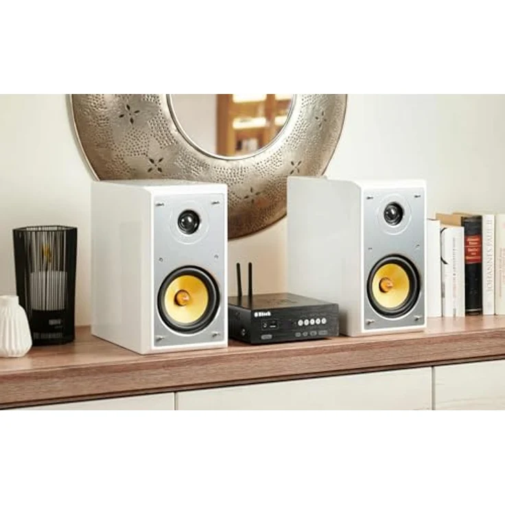 Block S-50 Regallautsprecher Paar, Kevlar 13,5 cm Tiefmitteltöner, 89 dB, 4 Ohm, 45Hz–20kHz, 40W Nennleistung, 100W Impuls, Hochglanz Weiß – Bild 2