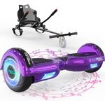 HITWAY Balance Scooter 6.5 Zoll Hoverboards Hoverkart Mit Sitz und Bluetooth und LED-Blitz, Selbstausgleichender Elektroroller mit Go-Kart, Bluetooth-Funktion, und leistungsstarken Doppelmotoren