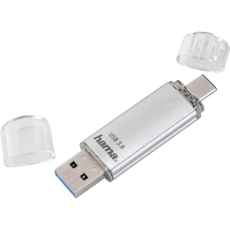 Hama 128GB USB-Speicherstick mit USB 3.0&USB 3.1-Type-C (2-in-1 USB-Stick, z.B.für Android Handy, Tablet, Computer, Notebook, MacBook, OTG, 40MB-s) USB-Typ-C Handy-Stick, Doppel Memory-Stick silber – Bild 3