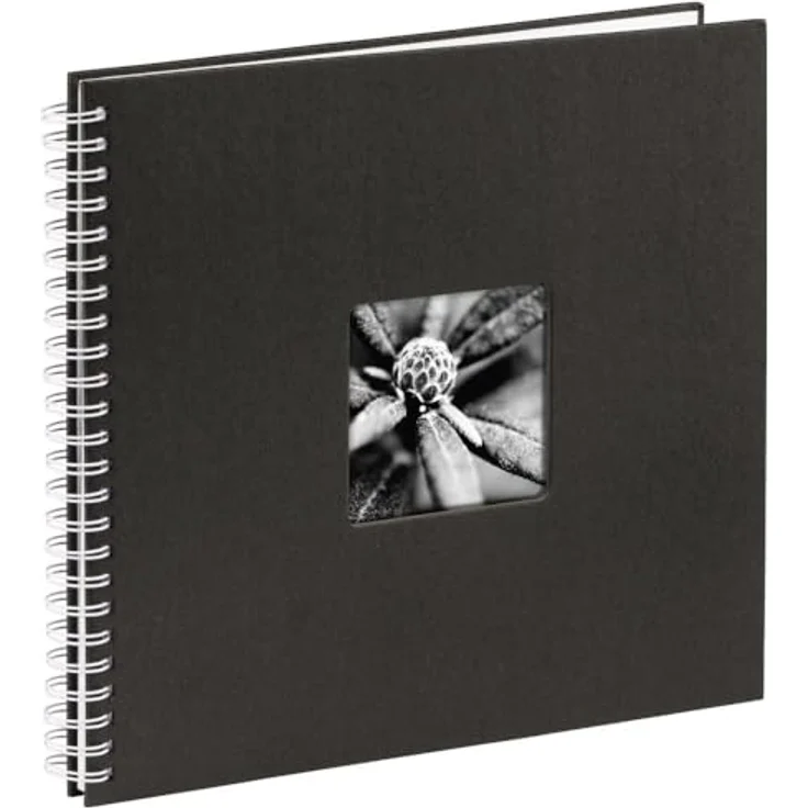 Hama Jumbo Fotoalbum, 36 x 32 cm, 50 weiße Seiten, 25 Blatt, mit Ausschnitt für Bildeinschub, Fotobuch schwarz – Bild 2