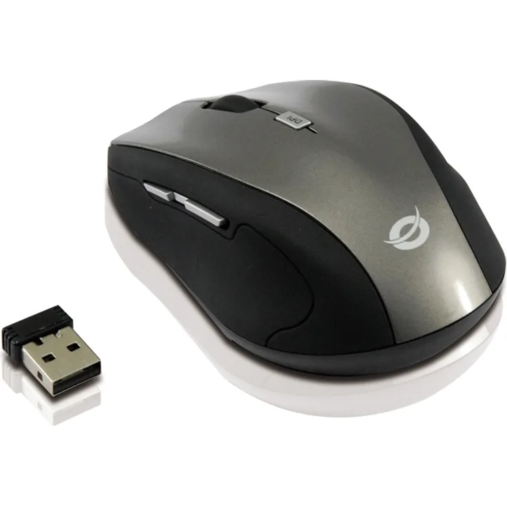 Digital Data kabellose optische Maus (1600dpi, 5 Tasten, 2,4GHz) schwarz-Silber