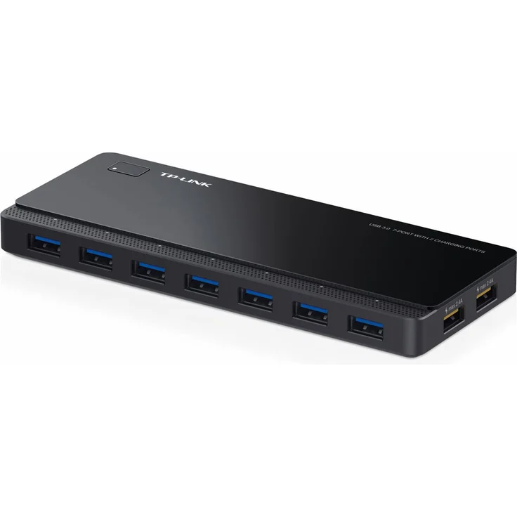 TP-Link UH720 7-Port USB 3.0 HUB + 2 Ladeports (2,4A) für Tablet und Smartphone, inklusive Netzadapter und USB 3.0 Kabel, bis zu 5 Gbit-s, Hot Swapping, unterstützt Windows, Mac OS, Linux, schwarz – Bild 3