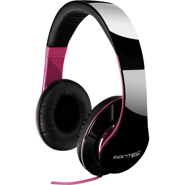 FANTEC SHP-250AJ Stereo HiFi Kopfhörer (mit Bügel, On Ear, 3, 5 mm Klinkestecker, Bassstark, Große und weiche Ohrpolster) schwarz-pink – Bild 2