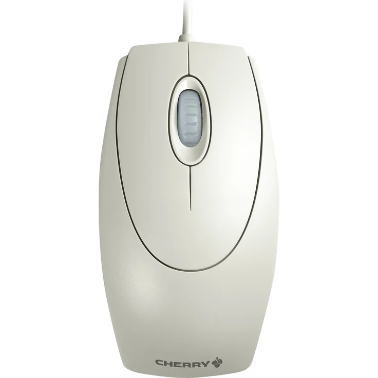 CHERRY WheelMouse Optical - Kabelgebundene USB Maus - Symmetrisches Design - PS-2 Adapter - Langlebig - Weiß-grau – Bild 3