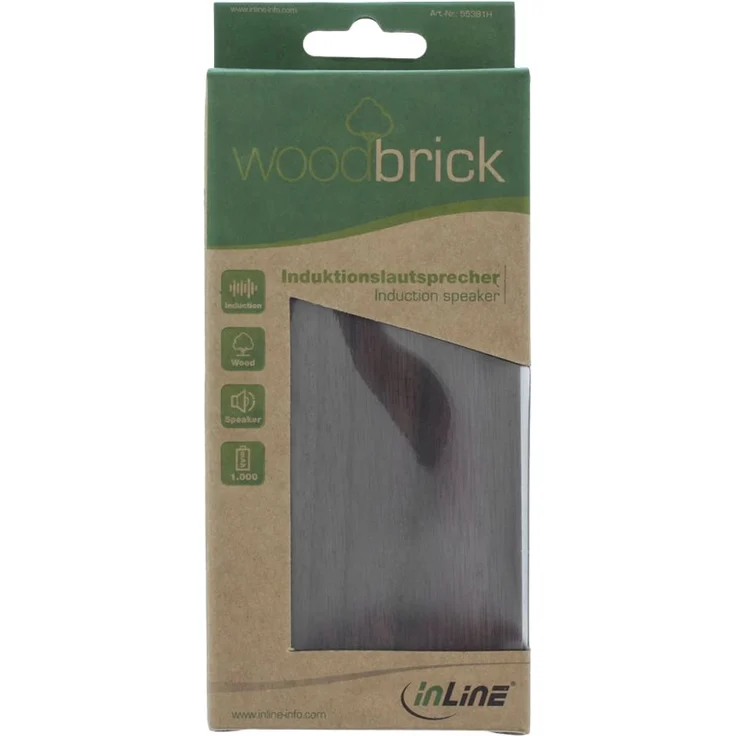 InLine 55381H woodbrick, Induktionslautsprecher im Echtholzgehäuse, Walnuss – Bild 7