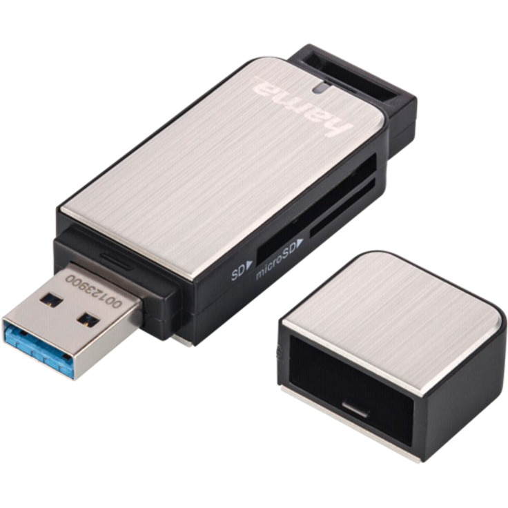 Hama USB 3.0 Kartenleser mit Aluminiumgehäuse (SD, SDHC, SDXC, microSD-microSDHC-microSDXC, Kartenlesegerät) silber – Bild 2
