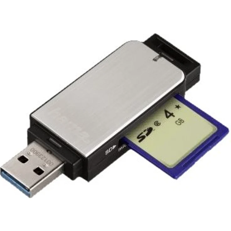 Hama USB 3.0 Kartenleser mit Aluminiumgehäuse (SD, SDHC, SDXC, microSD-microSDHC-microSDXC, Kartenlesegerät) silber – Bild 3