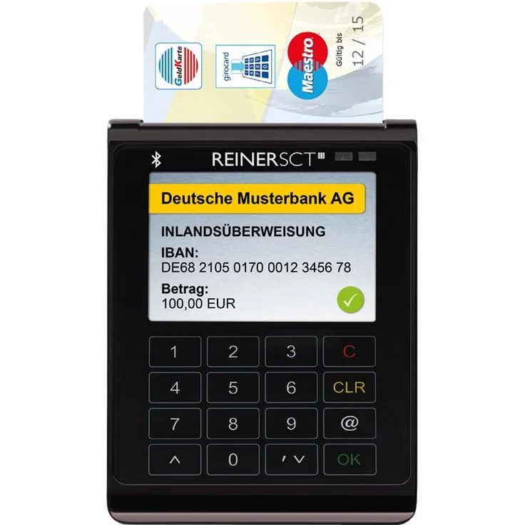 REINER SCT cyberJack Wave Bluetooth + USB Chipkartenleser mit TFT-Display, Touch PIN-Pad + Akku. Fuer Notebook, Smartphone + Tablet – Bild 2