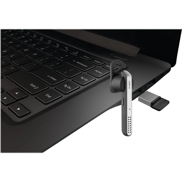 Jabra Stealth UC MS Bluetooth-Mono-Headset für PC-Handy, Noise-Cancellation, engl. Sprachsteuerung, Multimedia-Musik-GPS-Streaming, Skype for Business-zertifiziert, anthrazit-silber – Bild 4