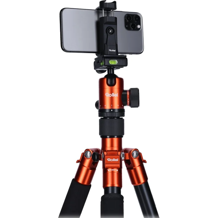 Rollei C5I I Orange I leichtes Foto-Stativ aus Aluminium I Reise-Stativ mit Kugelkopf und Stativtasche I Verwendbar als Macrostativ, Einbeinstativ-Monopod und Ministativ I Arca Swiss Platte – Bild 2