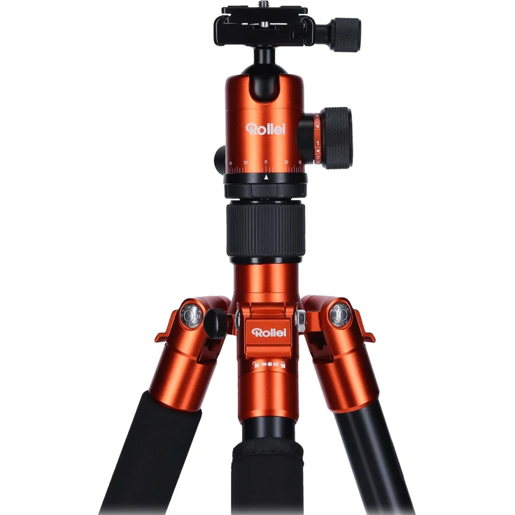 Rollei C5I I Orange I leichtes Foto-Stativ aus Aluminium I Reise-Stativ mit Kugelkopf und Stativtasche I Verwendbar als Macrostativ, Einbeinstativ-Monopod und Ministativ I Arca Swiss Platte – Bild 10