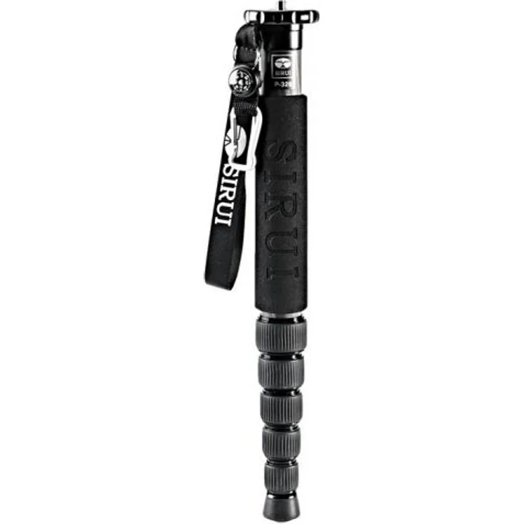Sirui P-326 Einbeinstativ (Carbon, Höhe: 155 cm, Gewicht: 0,45 kg, Belastbarkeit: 10 kg, mit Handschlaufe und Karabiner) schwarz – Bild 2