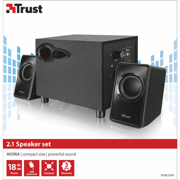 Trust Avora 2.1 USB-Lautsprechersystem (inkl. Subwoofer) schwarz – Bild 3