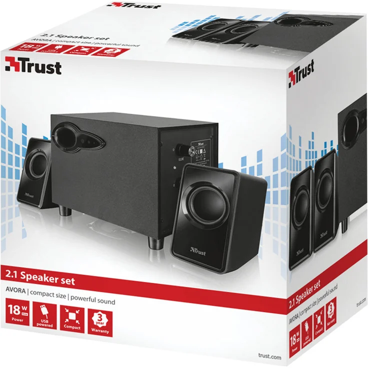 Trust Avora 2.1 USB-Lautsprechersystem (inkl. Subwoofer) schwarz – Bild 2