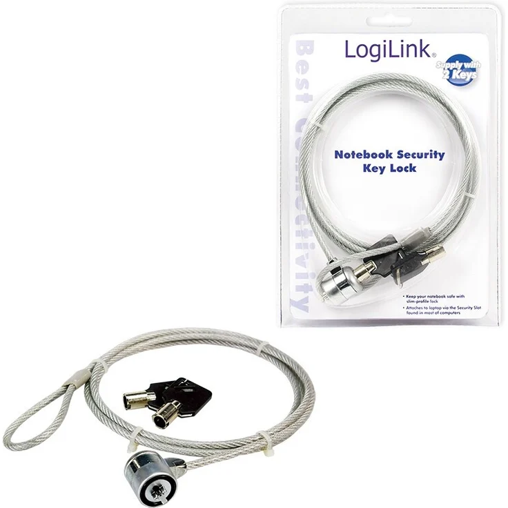 LogiLink Laptop Diebstahlsicherung mit Schloss silber – Bild 3