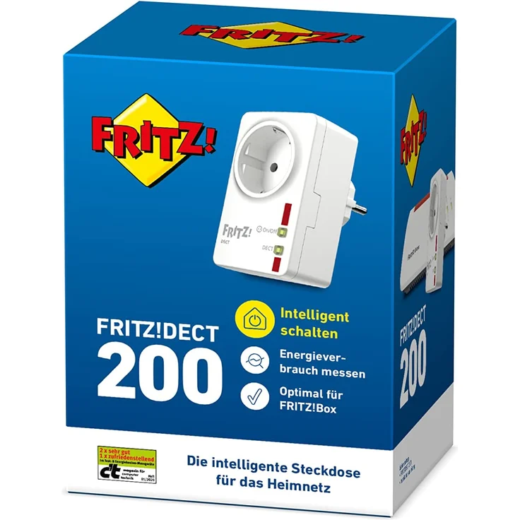 AVM FRITZ!DECT 200 Intelligente Steckdose für das Heimnetz, steuerbar zum Energie sparen, deutschsprachige Version, weiß, rot (20002572) – Bild 8