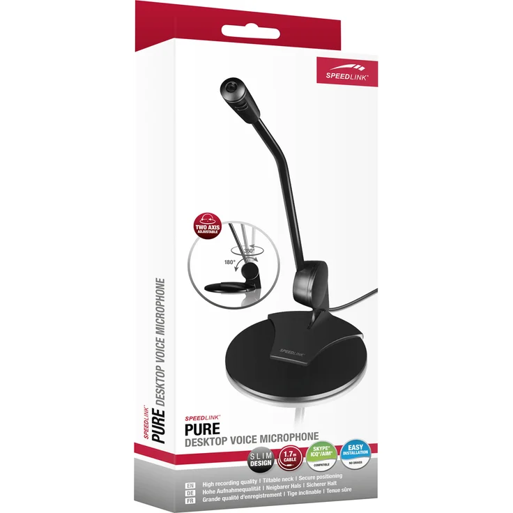 Speedlink PURE Desktop Voice Mikrofon - Tischmikrofon - mit Klinkenstecker für Büro-Home Office-Podcasts-Gaming, schwarz – Bild 2