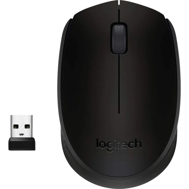 Logitech M171 Kabellose Maus, 2,4 GHz Verbindung via USB-Empfänger, Optischer Sensor, 12 Monate Akkulaufzeit, für Links- und Rechtshänder, 3 Tasten, PC/Mac - Schwarz – Bild 1