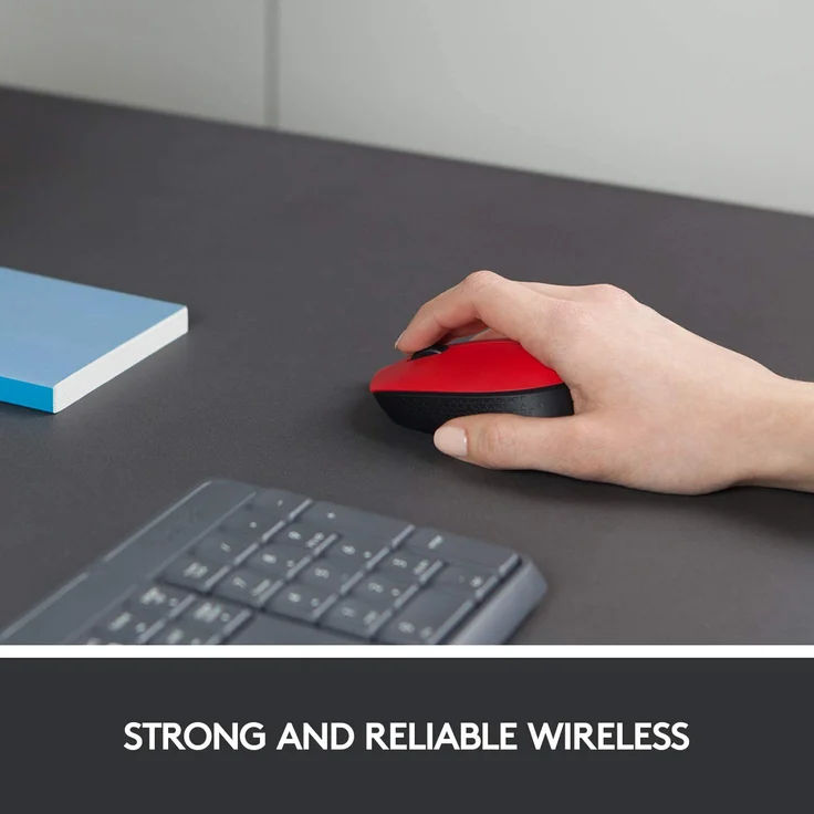 Logitech M171 Kabellose Maus, 2.4 GHz Verbindung via USB-Empfänger, Optischer Sensor, 12-Monate Akkulaufzeit, Für Links- und Rechtshänder, 3 Tasten, PC-Mac - rot – Bild 2