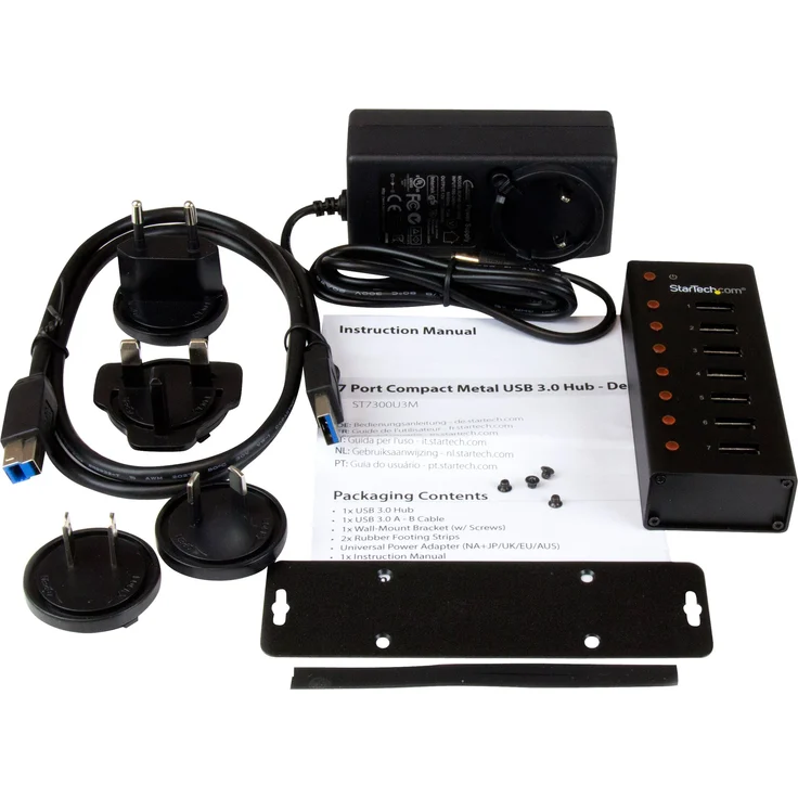 StarTech.com 7 Port USB 3.0 Hub, Metallgehäuse, Desktop oder Wandmontierbar, Kompakter 7-fach Verteiler SuperSpeed Hub – Bild 3