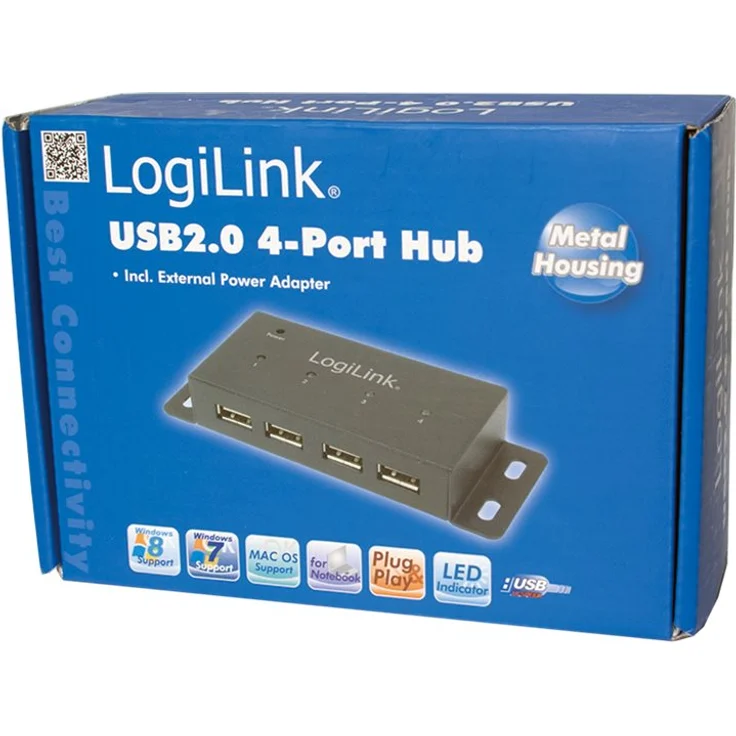 LogiLink USB 2.0 Hub mit 4-Ports aus Metall in schwarz – Bild 2